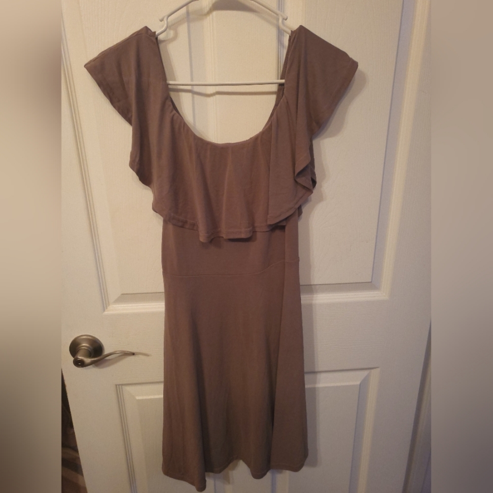 She + Sky Dress Light Brown Boutique Style
